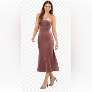 SORELLA VITA velvet Pink Sheath Maxi Dress with Sweetheart Neckline